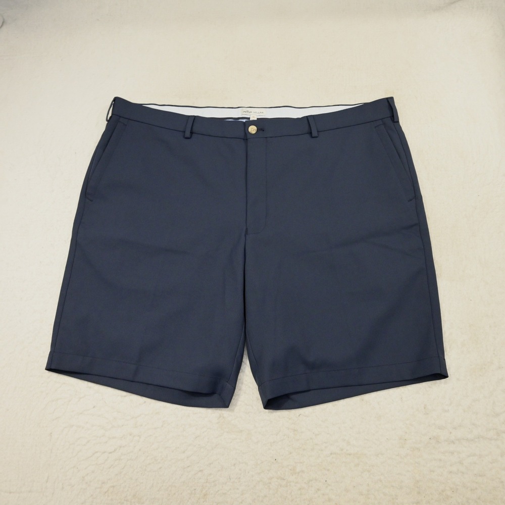 Peter Millar Golf Shorts Mens 42 Navy Blue Performance Flat‎ Front Solid